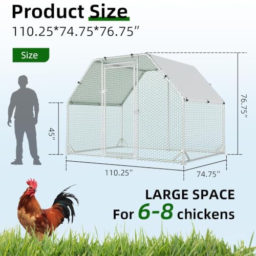 Metal Chicken Coop (110.3"L x 74.8"W x 76.8"H)