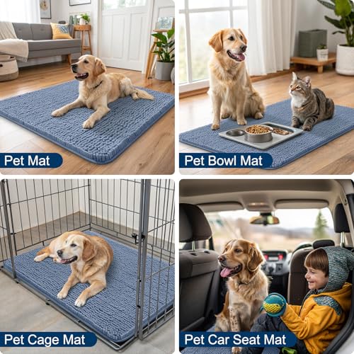 Dog Door Mat for Muddy Paws 47x20 (Airy Blue / 47"X20")