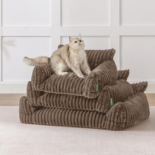 Cute Couch Bed for Pets (24.0"L x 18.0"W x 10.0"Th / Brown)