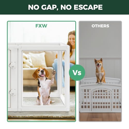 AuraSpace Acrylic Dog Playpen with Washable Pee Pad (White / 35"H)