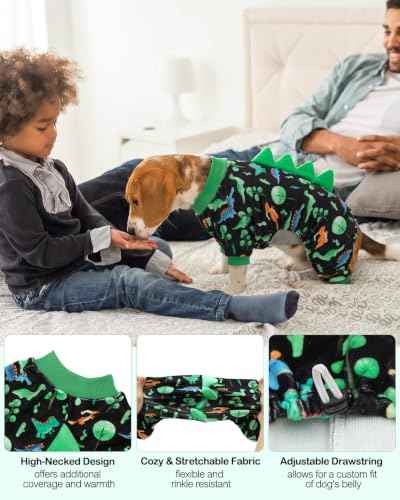 Dinosaur Costume Dog Pajamas (Large / Watercolor Dino Forest)