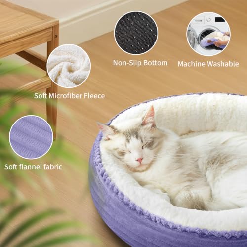 20in Violet Round Dog Bed Sofa for Dogs Cats (Violet / Small)