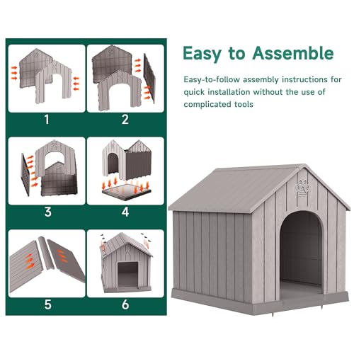 Large Dog House Indoor Outdoor Waterproof (Grey / Large Dog:38 Inch)