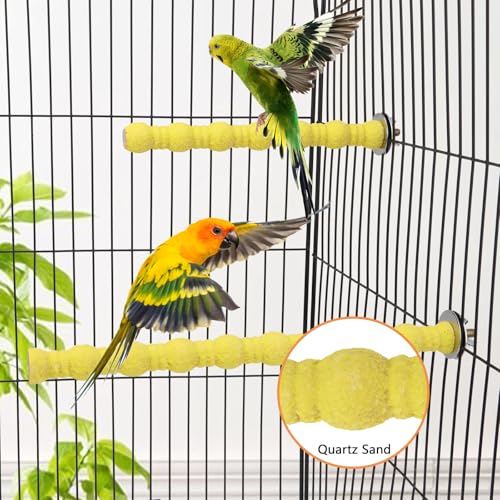 Wood Perch Stand Bird Cage Paw Beak Grinding Stick (Yellow)