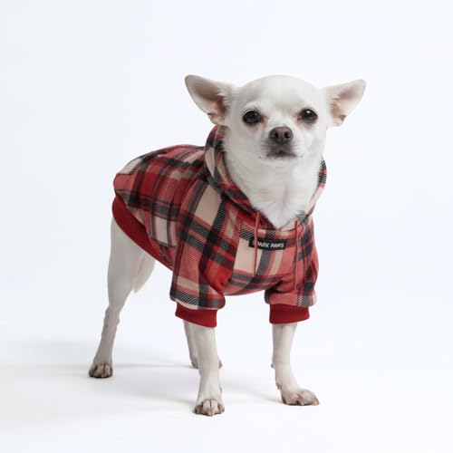 Dog Hoodie Buttery (Red Plaid / Small)
