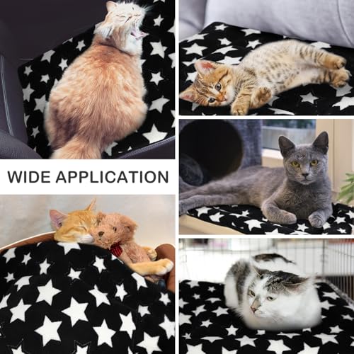 4 Pcs Dog Crate Pads Soft Warm (Rectangular 18 x 24 x 1.6 Inch / Star / Black)