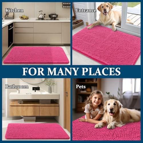 Dog Door Mat for Muddy Paws 47x17 (Hot Pink / 47" X 17")