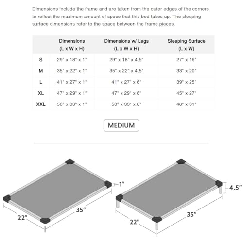 Chew Proof Armored Crate Bed 35 x 22 for Medium Dogs (Medium (35" L x 22" W x 1" H) / Blue Quartz)