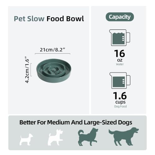 Ceramic Slow Feeder Dog Bowls (Dark Green)