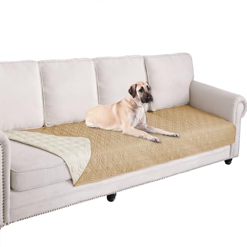 Waterproof Dog Bed Blankets Cover for Bed Couch Sofa Reversible (30x80 Inch (Pack of 1) / Sand+beige)