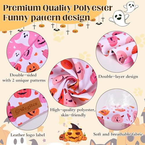 2 Pack Halloween Dog Bandanas (Pink / X-Large)
