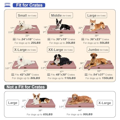 Waterproof Orthopedic Outdoor Dog Bed XL for Extra Large Dogs (Pink / 44.0"L x 32.0"W x 3.5"Th)