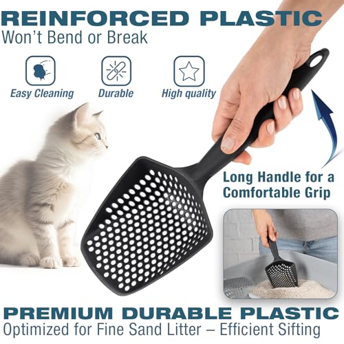 Set of 1 Fine Mesh Cat Litter Scoop with Small Holes (Set of 1 / Black)