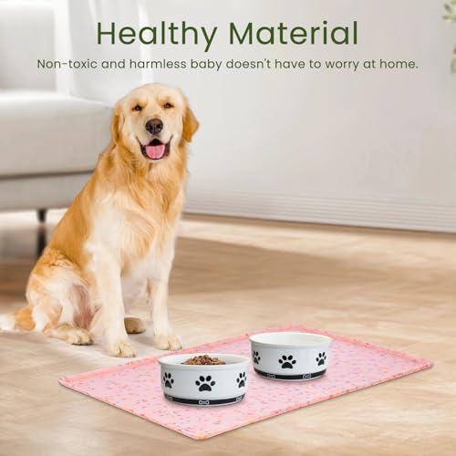 Dog Food Mat Anti (31.5"L x 23.6"W / Donut-Pink)