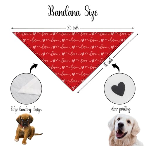 Love & Heart Dog Birthday Bandana Dog Birthday Gift Party Supplies Mother's Day Valentine's Day Pets Scarf for Small Medium Dogs & Cats (S)