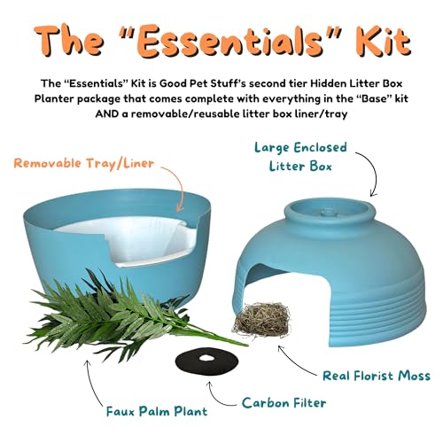 Original Hidden Litter Box Planter (Palm Plant / Essentials Kit / Coastal Blue)