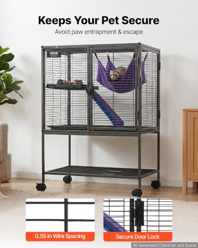 Metal Small Animal Cage 34.06"H 2 (24.0"L x 17.3"W x 34.1"H)