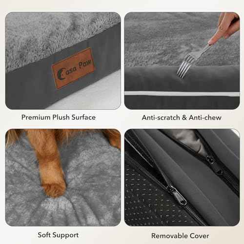 Orthopedic Dog Bed for Extra Large Dogs (Dark Grey / 48.0"L x 30.0"W x 8.0"Th)