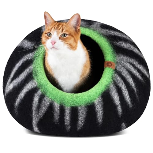 Cat Cave Merino Wool Bed for Indoor Cats (Shining Tiger)