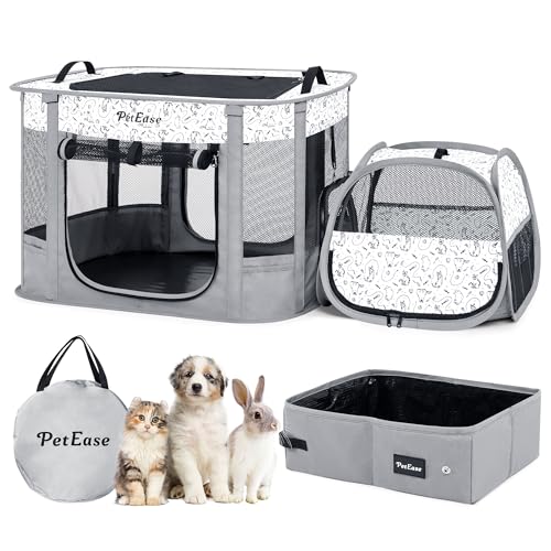 Portable Cat Playpen with Litter Box (Light gray)