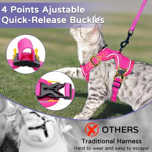 Vest Harness Leash Set for Small Dog Large Cat (Pink / XL)