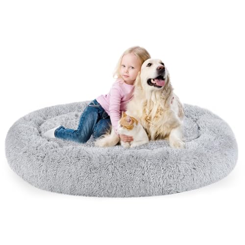 Dog Bed Cat Calming Bed (Light Grey / 49.0"L x 38.0"W x 7.0"Th)