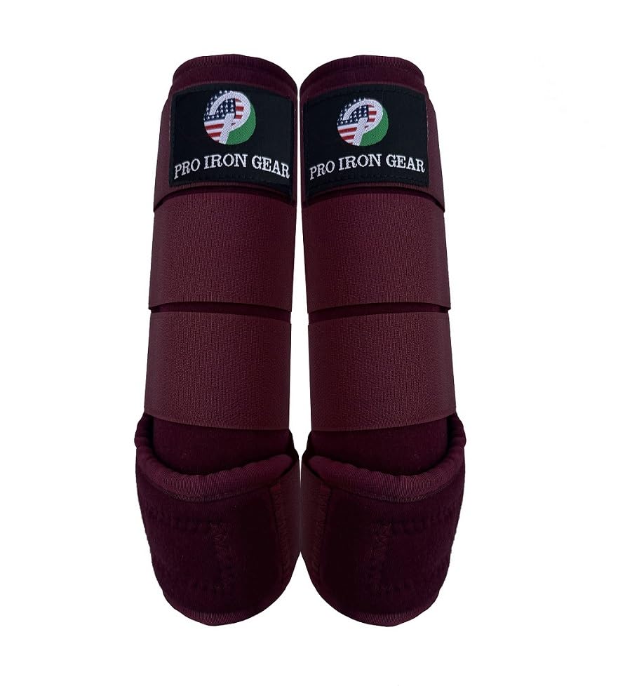 Horse Medicine Brushing Boots Leg Wraps Protection Gear Set of 2 and Set of 4 in 14 Colors (SMALL/PONY / BURGUNDY/MAROON (SET OF 2))
