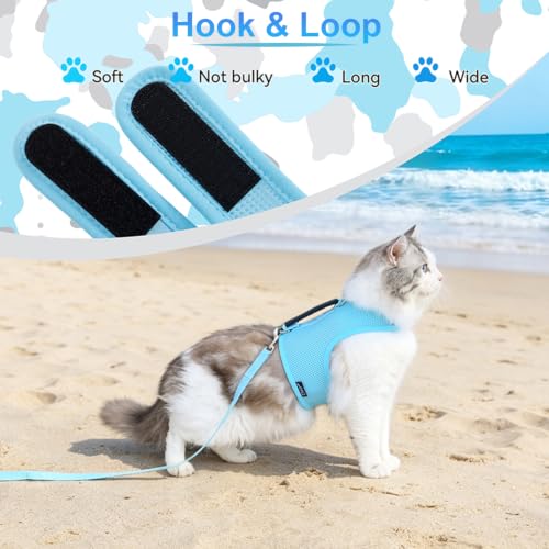 Cat Harness and Leash Set for Walking Escape Proof (Turquoise / L 8-12 lbs)