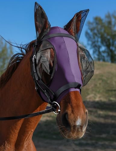Horse Fly Mask with Ears (Deep Purple / Large)