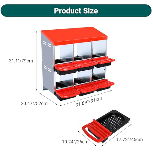 Chicken Nesting Box (Red- 6 compartment)