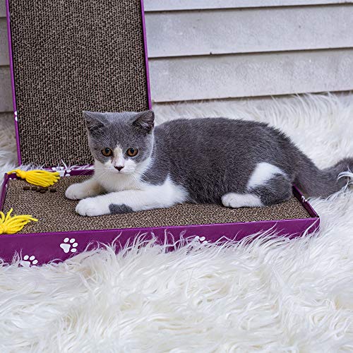 Cat Scratcher Cardboard Wide Scratching Board Reversible Corrugate Cat Scratch Pad with Box Catnip Included Large 3PCS (XL-3pack)