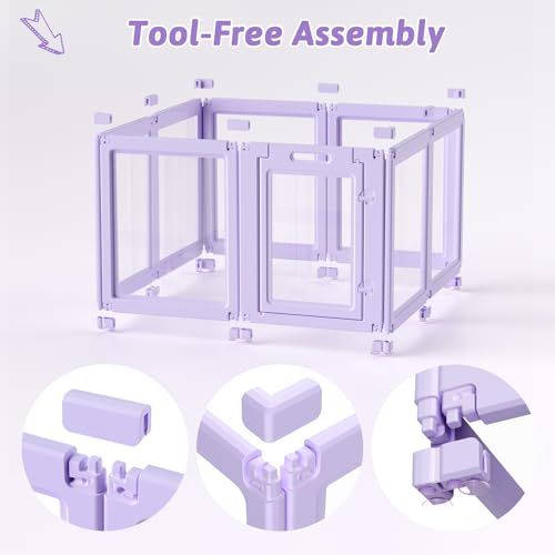 DIY Clear Acrylic Dog Playpen House (Purple / 23.6"H)