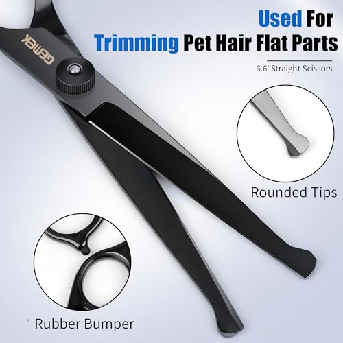 Dog Grooming Scissors Kit with Safety Round Tips (Charcoal)