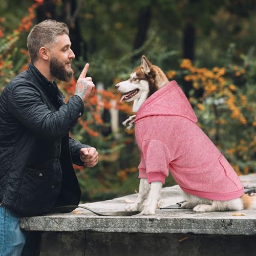 Dog Sweaters for Medium Dogs Dog Hoodie Fleece Sweater Soft Clothes Sweatshirt with Pocket Hoodie for Medium Dogs (Medium / Pink)