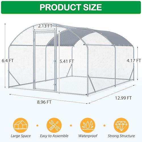 Large Metal Chicken Coop (156.0"L x 108.0"W x 77.0"H)