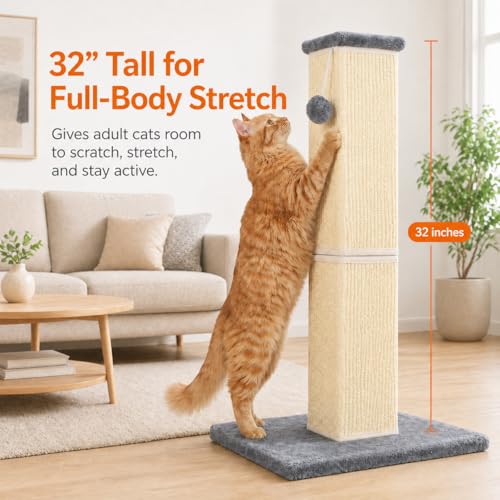 Cat Scratching Post for Indoor Cat (Grey)
