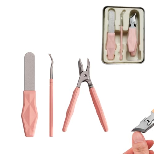 Angled Nail Clippers Pink Eagle Beak Oblique Slanted Curved Thick Professional Nail Clippers for Women Adult Men Ingrown (Classic)