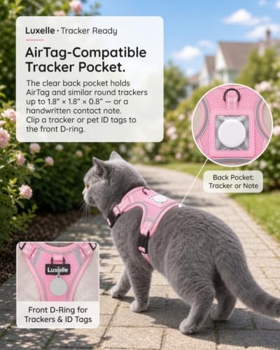 Escape Proof Cat Harness and Leash Set (Pink / XS)