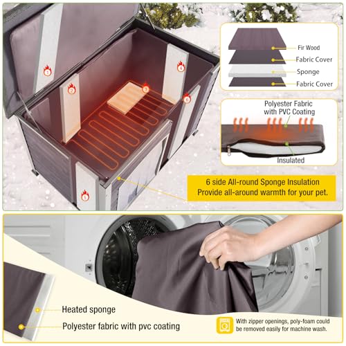 Heated Dog House Outdoor Dog Kennel with Insulated Liner All