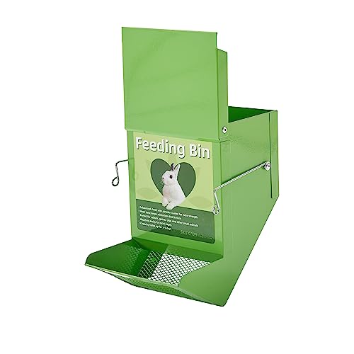 Metal Small Animal Feeder with Lid (4.6 inch / Green)