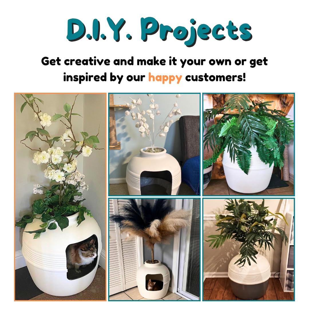 Original Hidden Litter Box Planter (Broad Leaf Philodendron / Base Kit / Soft White)
