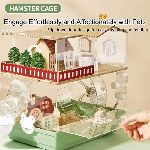 12 in 1 Clear Acrylic Hamster Cage with All Accessories (13.4"L x 10.2"W x 14.6"H / Green)
