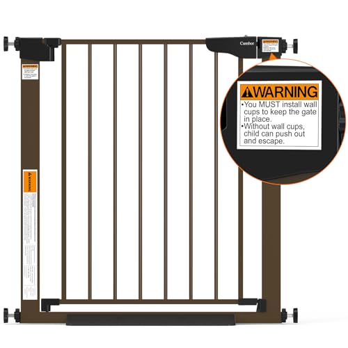 30 46" Baby Gate for Stairs (Brown / 30"-46" W x 30.5" H)