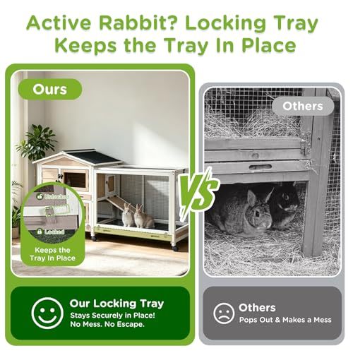 Rabbit Cage Indoor Bunny Hutch with Chew (Brown & White)