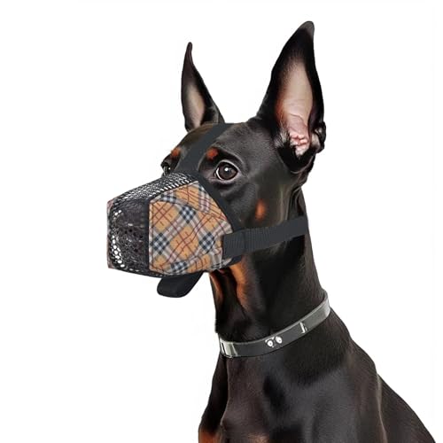 Dog Muzzle for Small Large Dogs (Yellow / L(Circumference:9.4''-10.7''in))