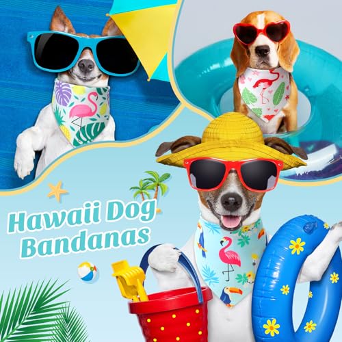 50 Pcs Hawaiian Dog Bandanas Bulk for Summer National Day (Hawaii Pattern / 31.5 x 21.7 x21.7 Inch)