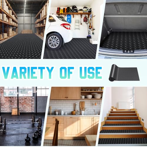 12 in X 20 ft Rubber Diamond Plate Garage Floor Mat (Diamond Plate / 12 in x 20 ft / Black)
