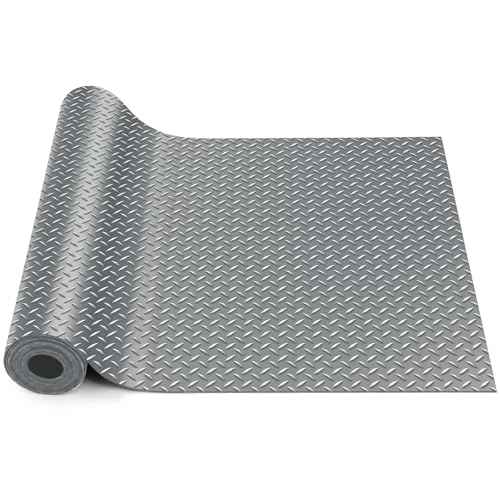 16 in X 10 ft Rubber Diamond Plate Garage Floor Mat (Diamond Plate / 16 in x 10 ft / Grey)