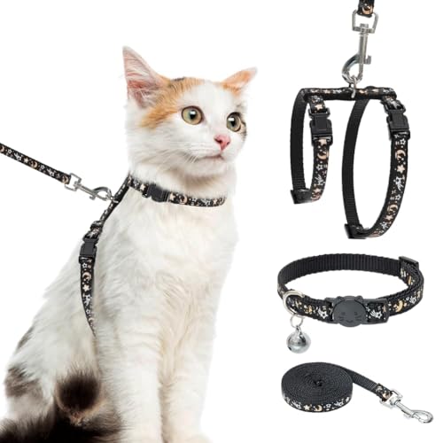 Cat Harness with Leash and Collar Set (Small / Black)