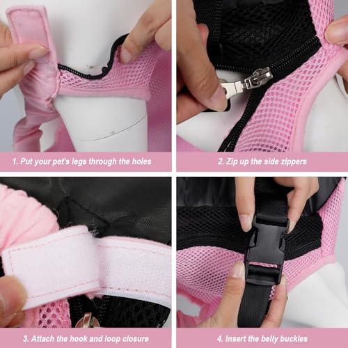 Dog Carrier Backpack Pet Legs Out Front Cat Travel Bag (Small / Pink)